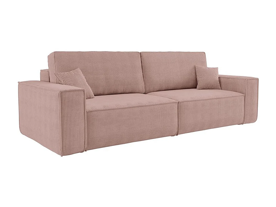 Canapé droit 3 places FARAH convertible en velours côtelé - Rose
