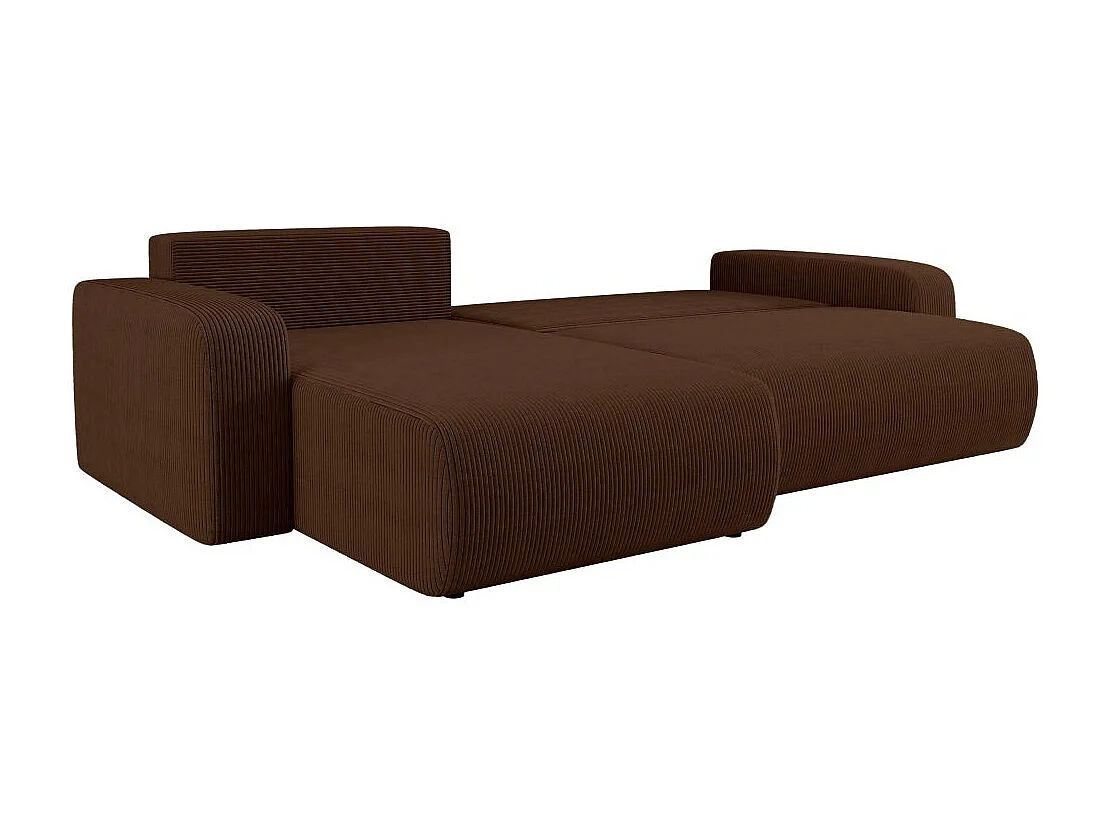 Canapé ALYA d'angle max réversible et convertible 5 places en velours côtelé - Marron