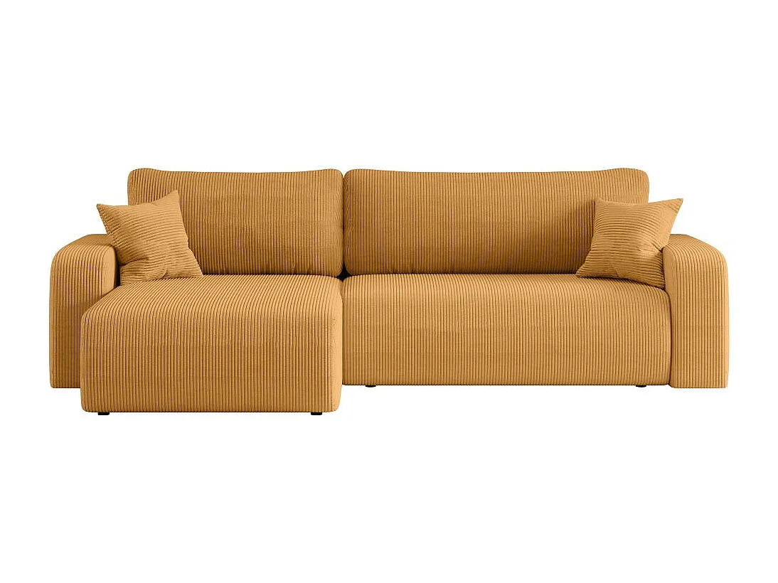 Canapé ALYA d'angle max réversible et convertible 5 places en velours côtelé - Jaune