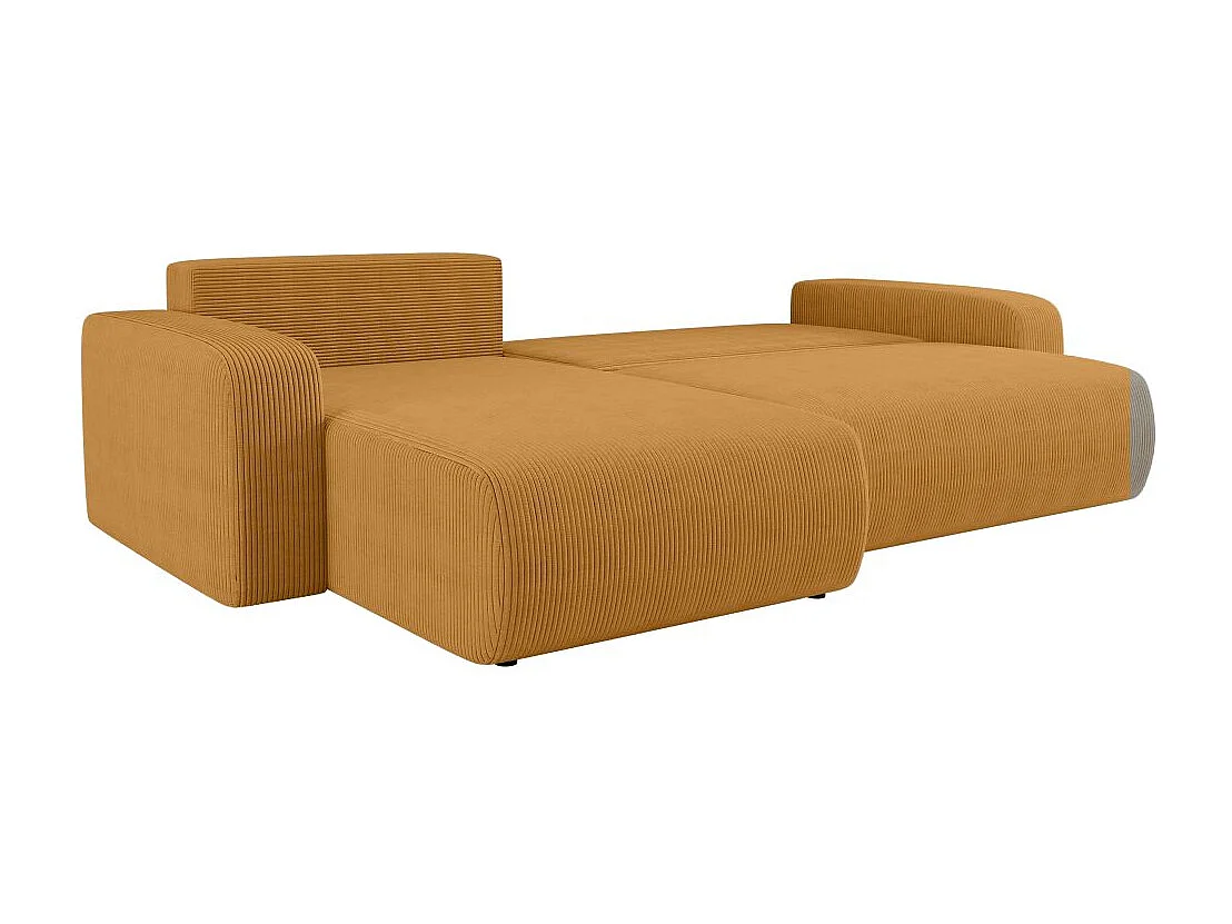 Canapé ALYA d'angle max réversible et convertible 5 places en velours côtelé - Jaune