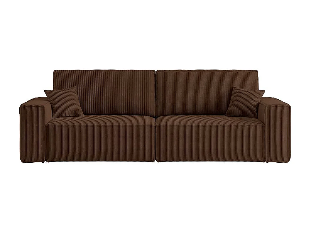 Canapé droit 3 places FARAH convertible en velours côtelé - Marron