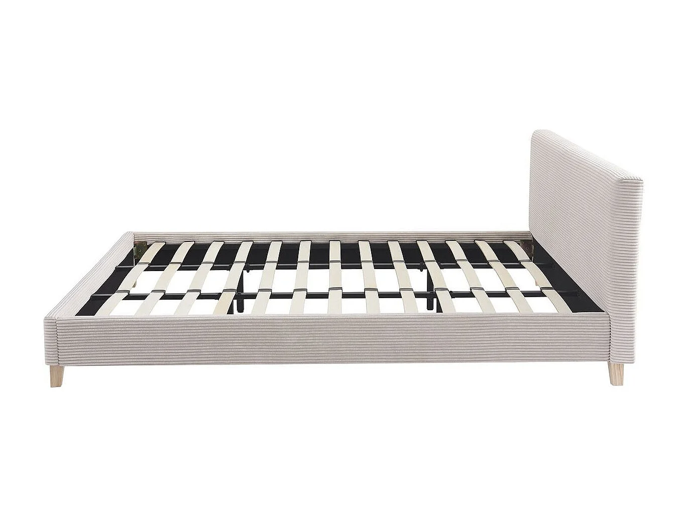 Ensemble Lit adulte 180x200cm avec tête de lit en velours côtelé beige - Milo + Matelas mémoire de forme - Memo HR