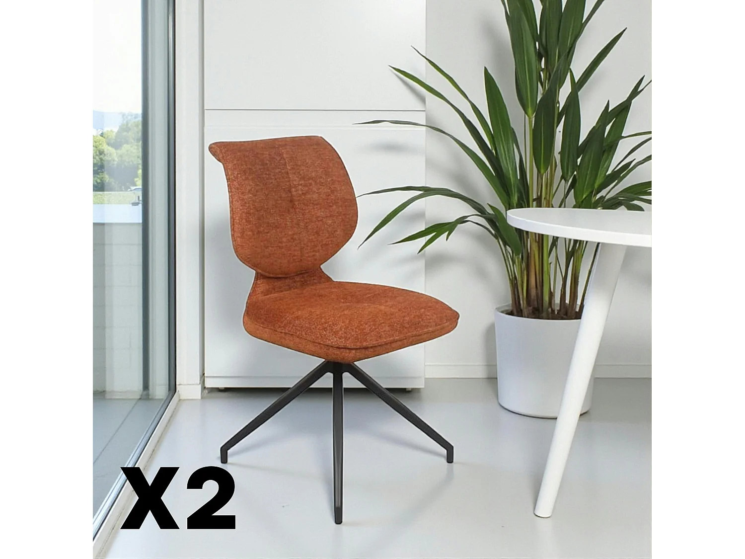 Chaise pivotante rouille dossier double (lot de 2) LIGURIE