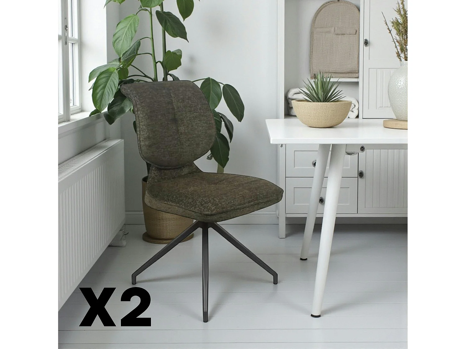 Chaise pivotante verte dossier double (lot de 2) LIGURIE