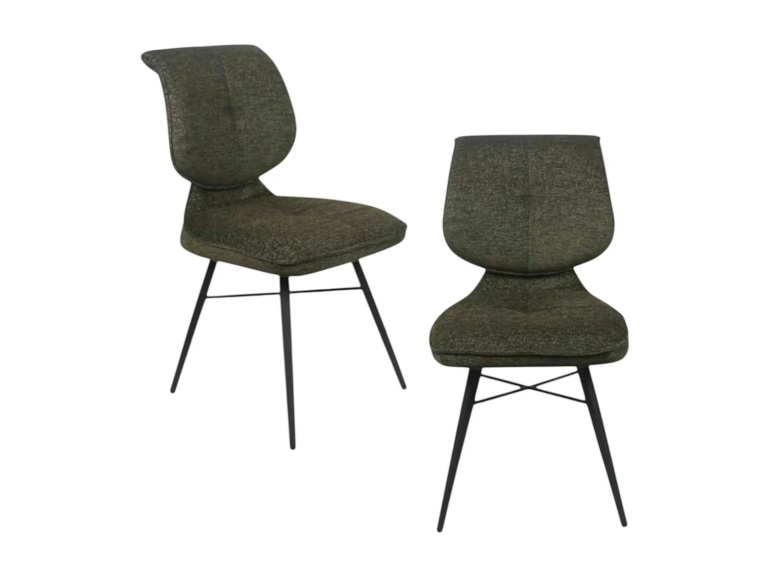 Chaise tissu vert à dossier double (lot de 2) LIGURIE