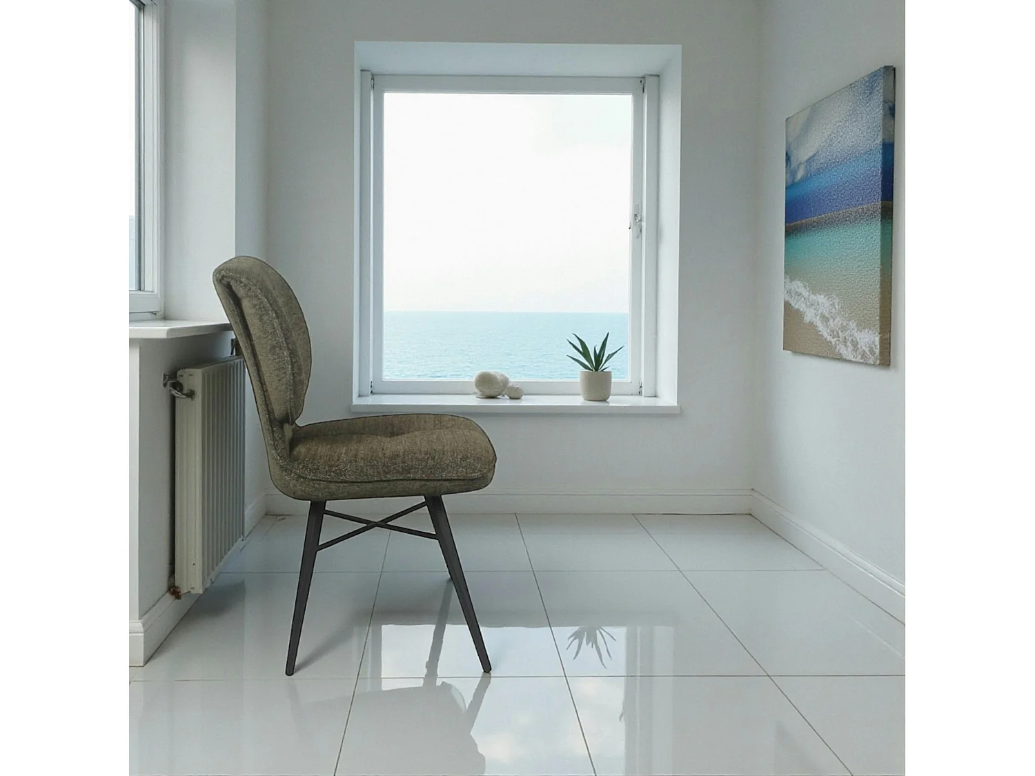 Chaise tissu vert à dossier double (lot de 2) LIGURIE