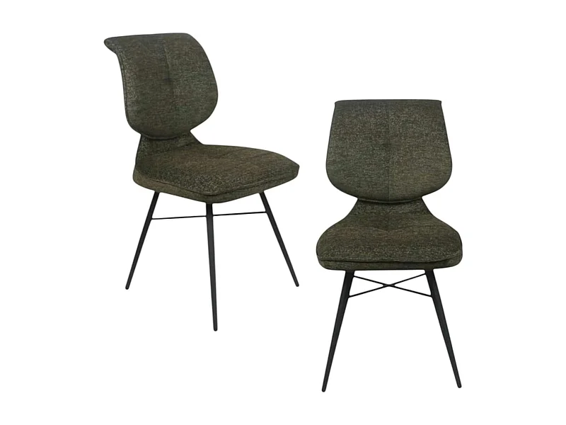 Chaise tissu vert à dossier double (lot de 2) LIGURIE