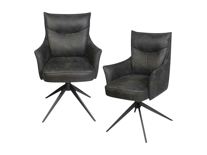 Fauteuil de table pivotant gris foncé à poignée (lot de 2) LOMBARDIE