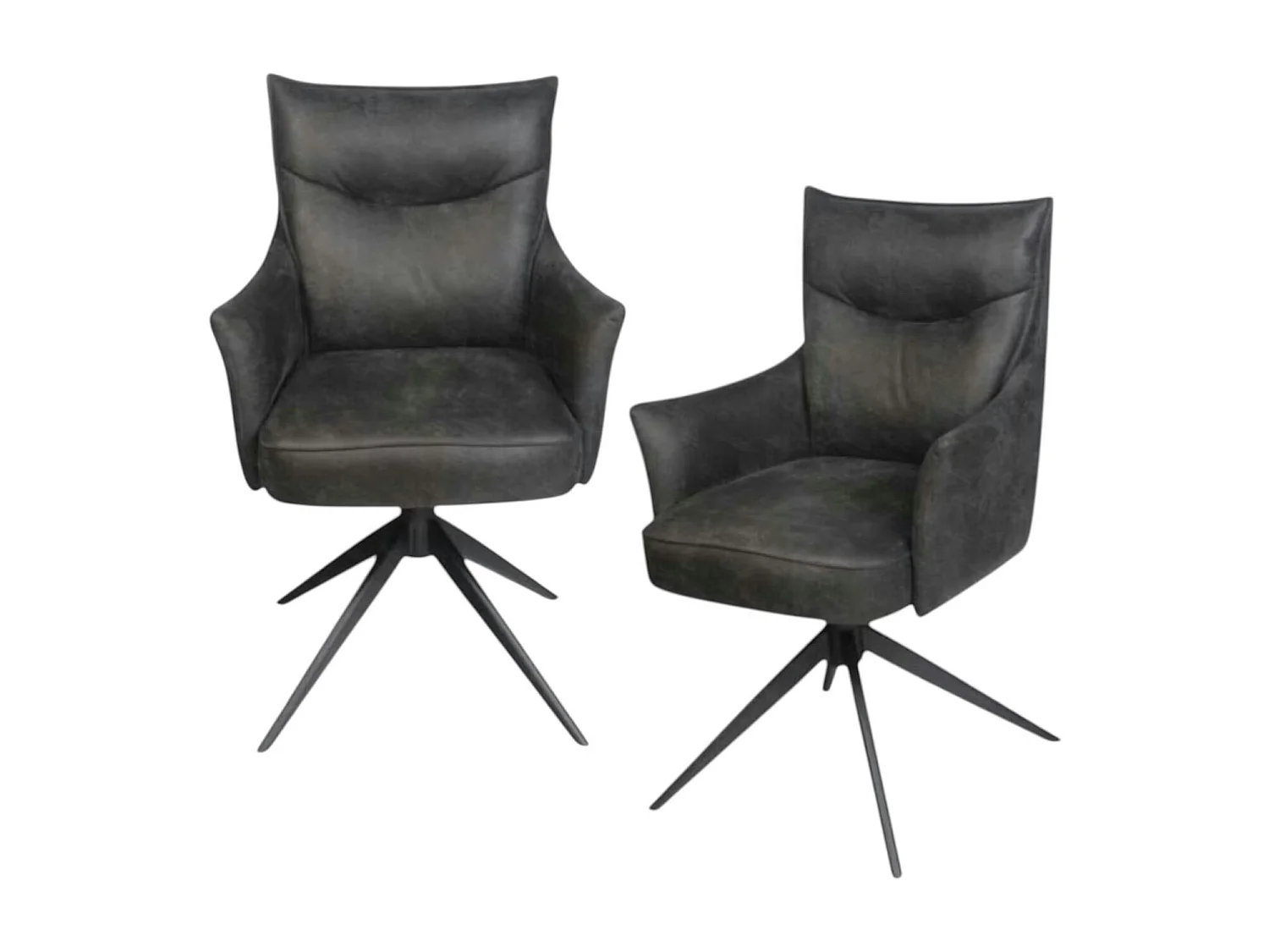 Fauteuil de table pivotant gris foncé à poignée (lot de 2) LOMBARDIE