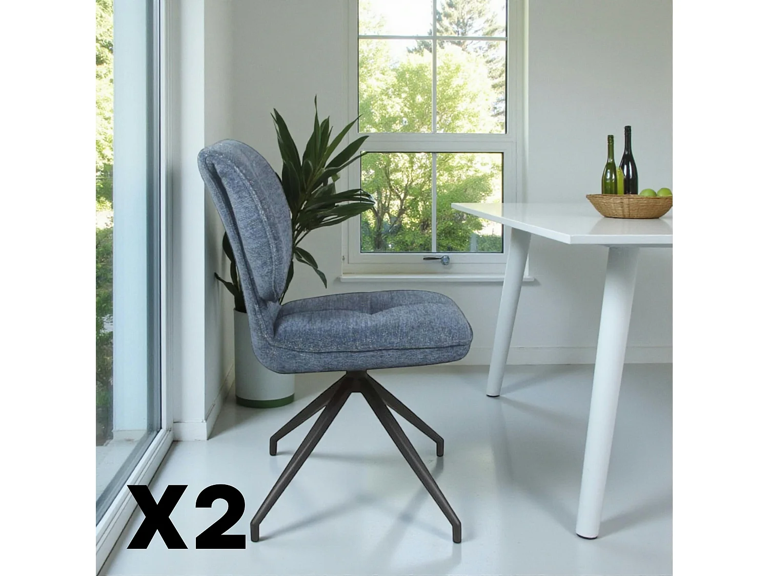 Chaise pivotante bleue dossier double (lot de 2) LIGURIE