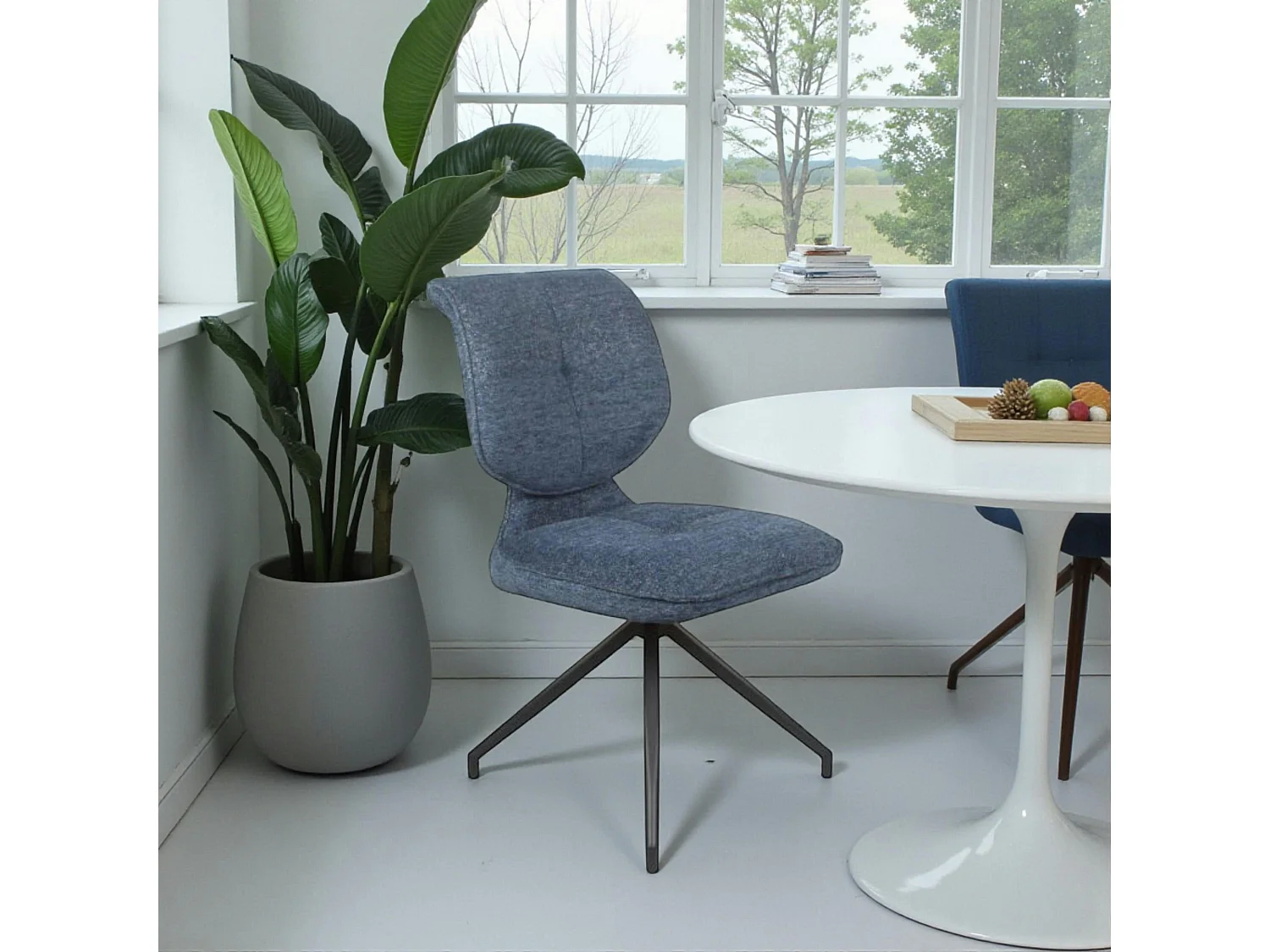 Chaise pivotante bleue dossier double (lot de 2) LIGURIE