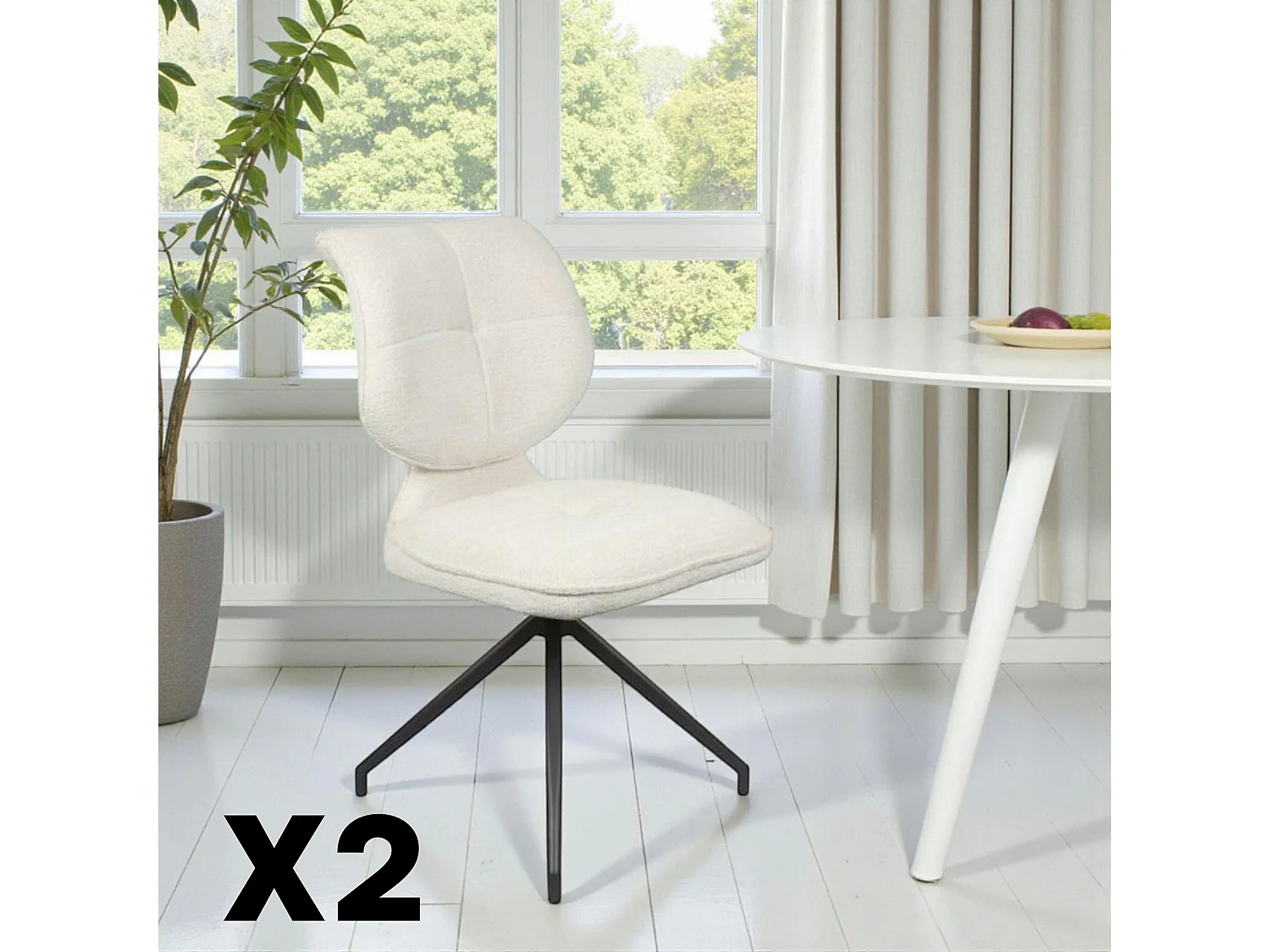 Chaise pivotante écrue dossier double (lot de 2) LIGURIE