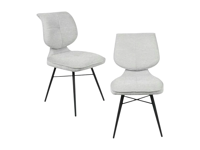 Chaise tissu gris à dossier double (lot de 2) LIGURIE