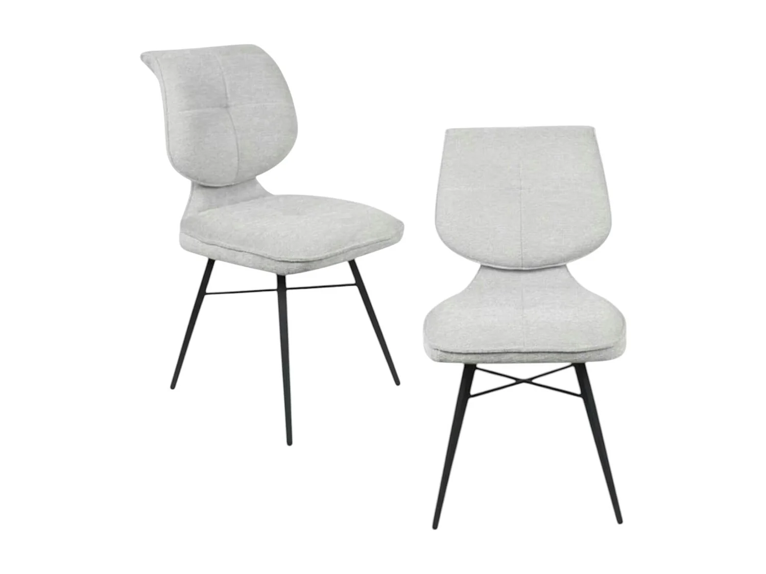 Chaise tissu gris à dossier double (lot de 2) LIGURIE