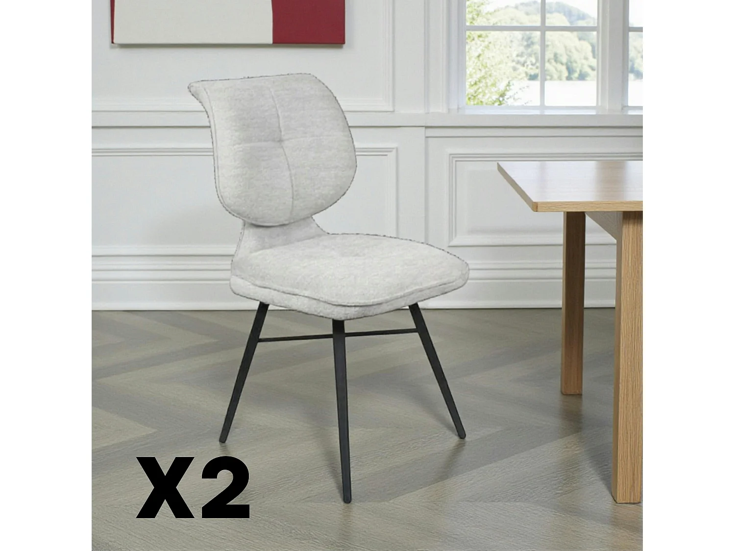 Chaise tissu gris à dossier double (lot de 2) LIGURIE