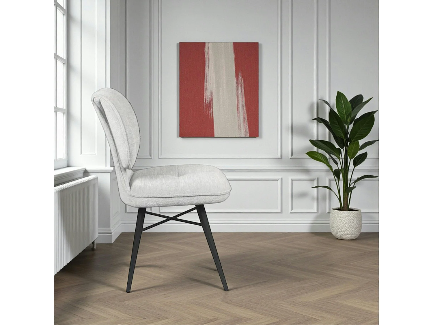 Chaise tissu gris à dossier double (lot de 2) LIGURIE