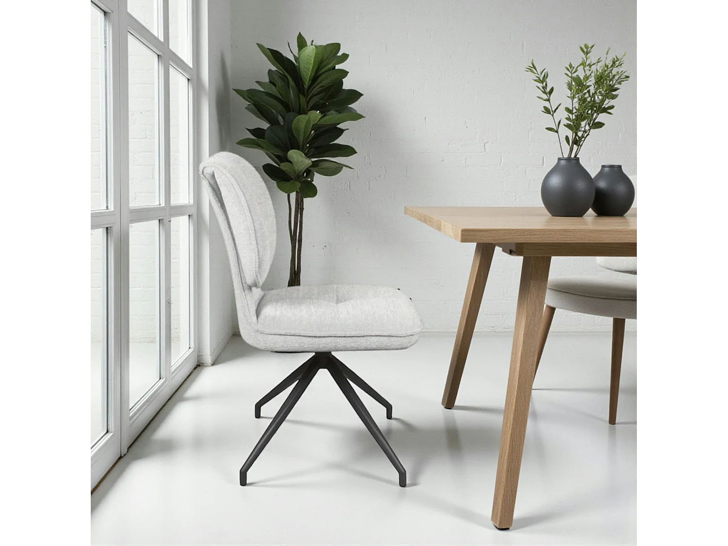 Chaise pivotante grise dossier double (lot de 2) LIGURIE