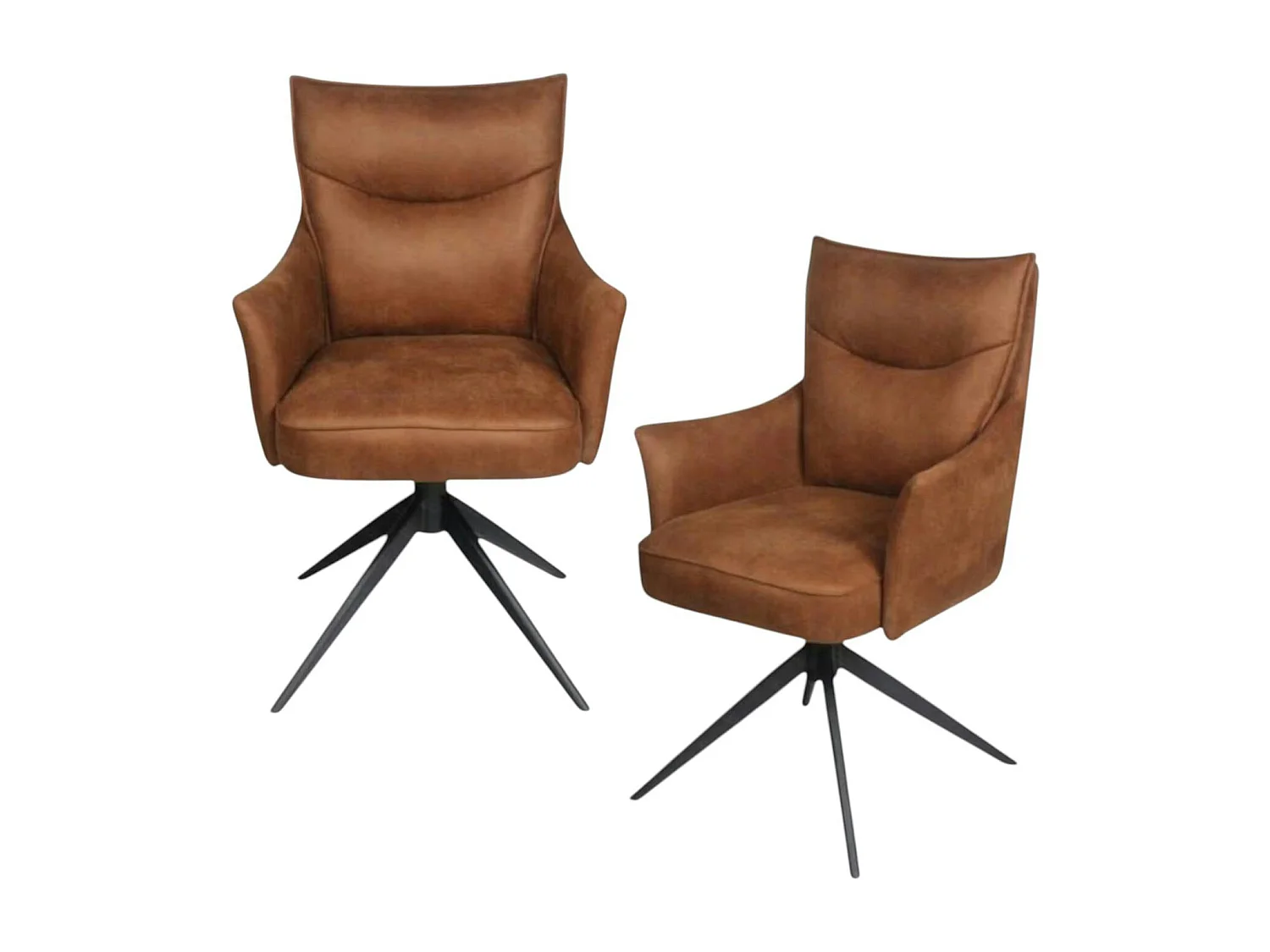 Fauteuil de table pivotant cognac à poignée (lot de 2) LOMBARDIE