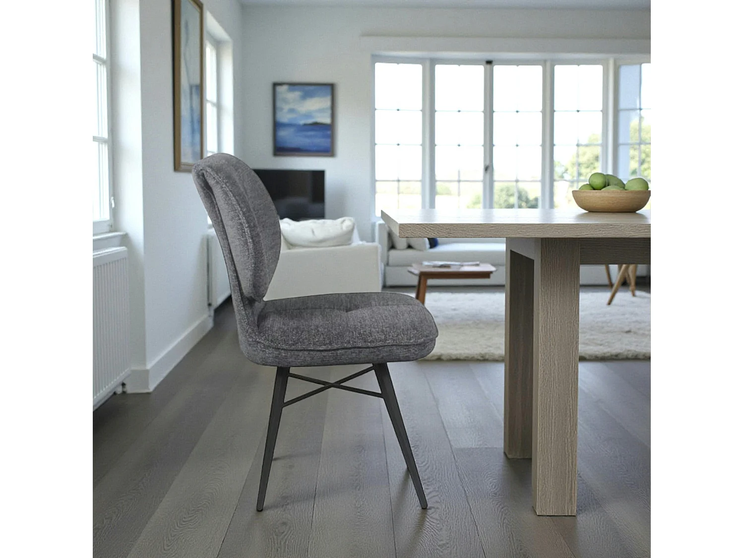 Chaise tissu gris foncé à dossier double (lot de 2) LIGURIE