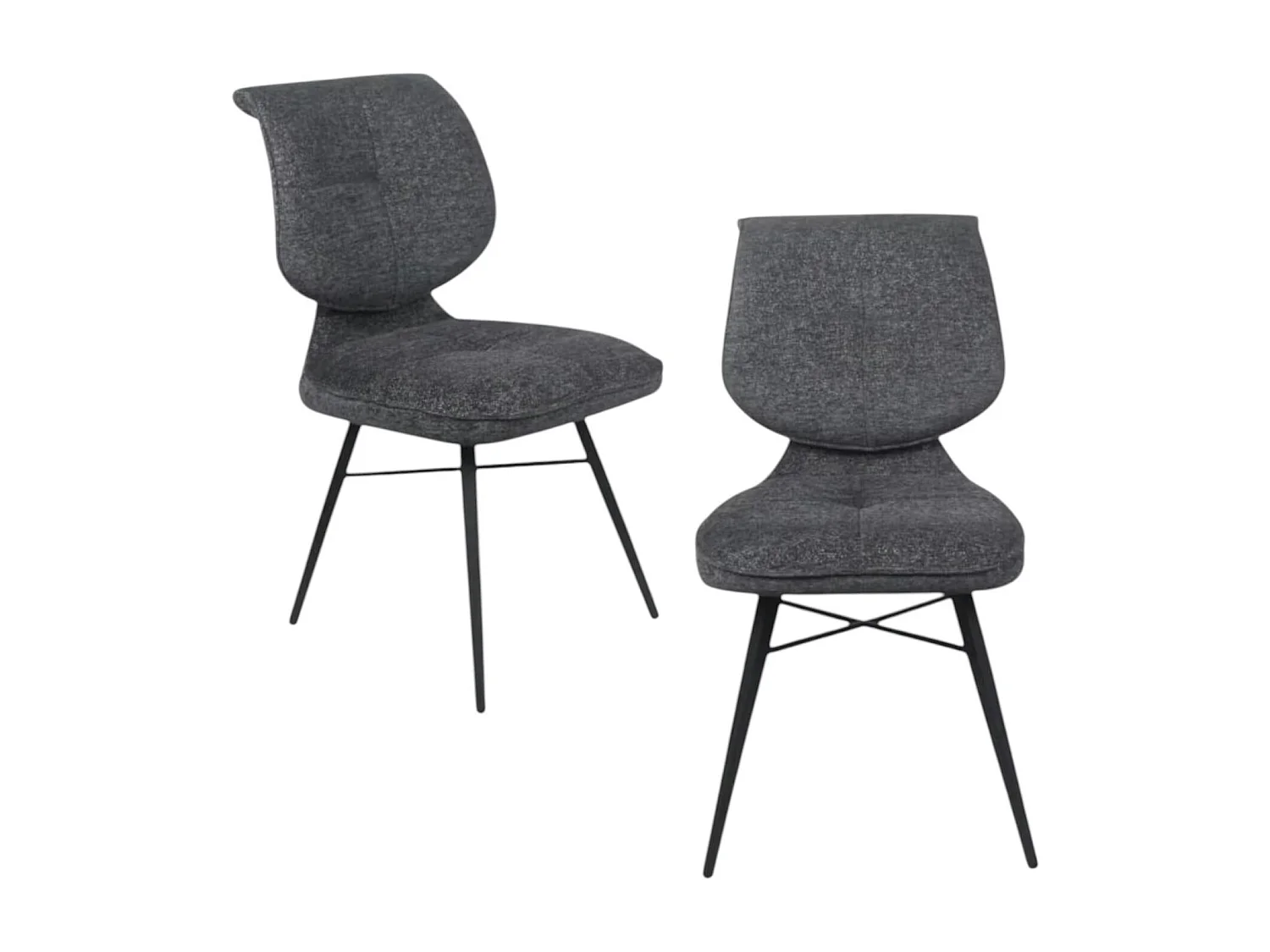 Chaise tissu gris foncé à dossier double (lot de 2) LIGURIE