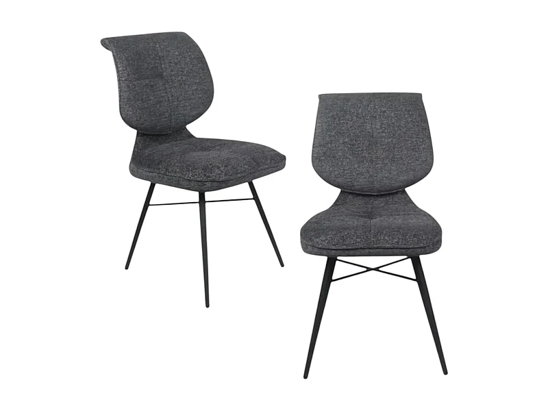 Chaise tissu gris foncé à dossier double (lot de 2) LIGURIE