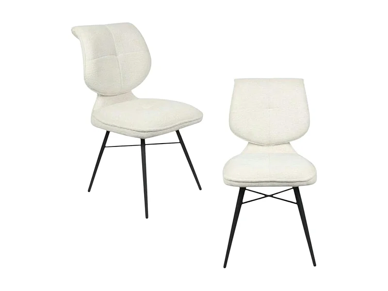 Chaise tissu écru à dossier double (lot de 2) LIGURIE