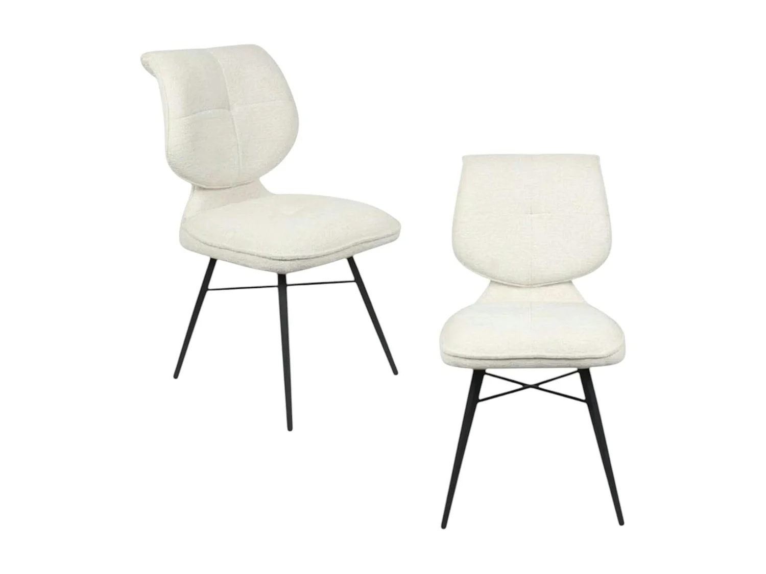 Chaise tissu écru à dossier double (lot de 2) LIGURIE