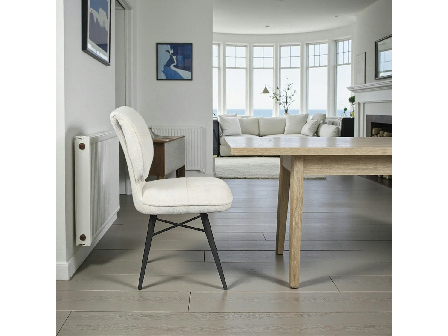 Chaise tissu écru à dossier double (lot de 2) LIGURIE