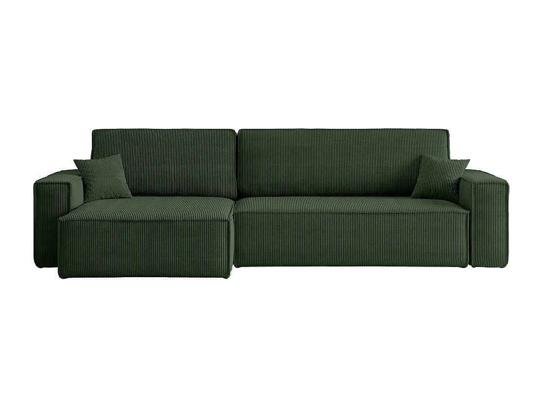 Canapé FARAH d'angle max réversible et convertible 5 places en velours côtelé - Vert foncé