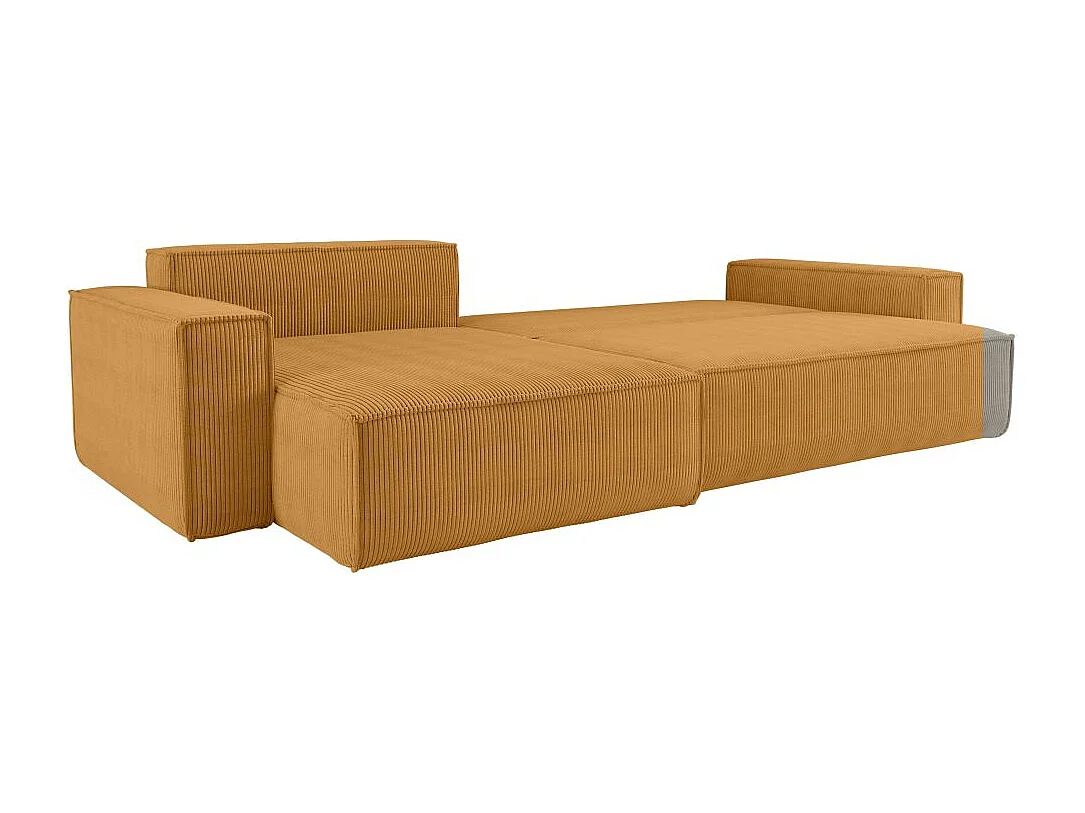 Canapé FARAH d'angle max réversible et convertible 5 places en velours côtelé - Jaune