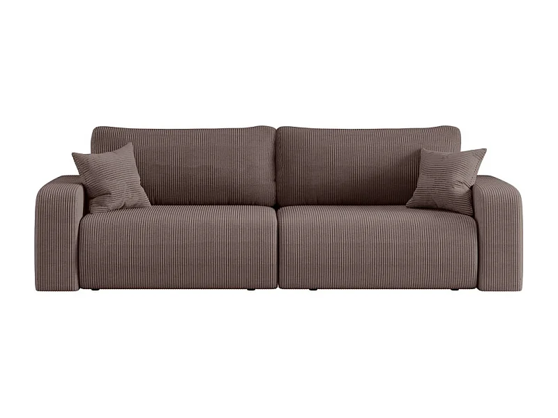 Canapé droit 3 places ALYA convertible en velours côtelé - Marron glacé