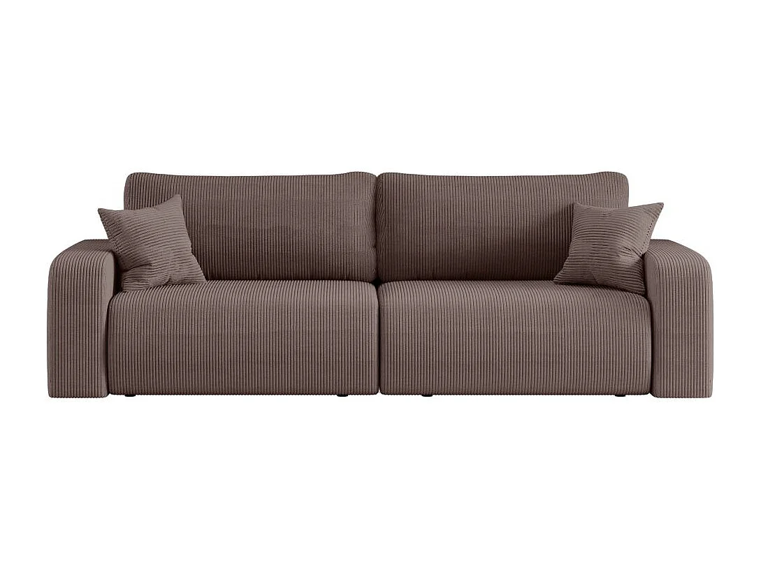 Canapé droit 3 places ALYA convertible en velours côtelé - Marron glacé