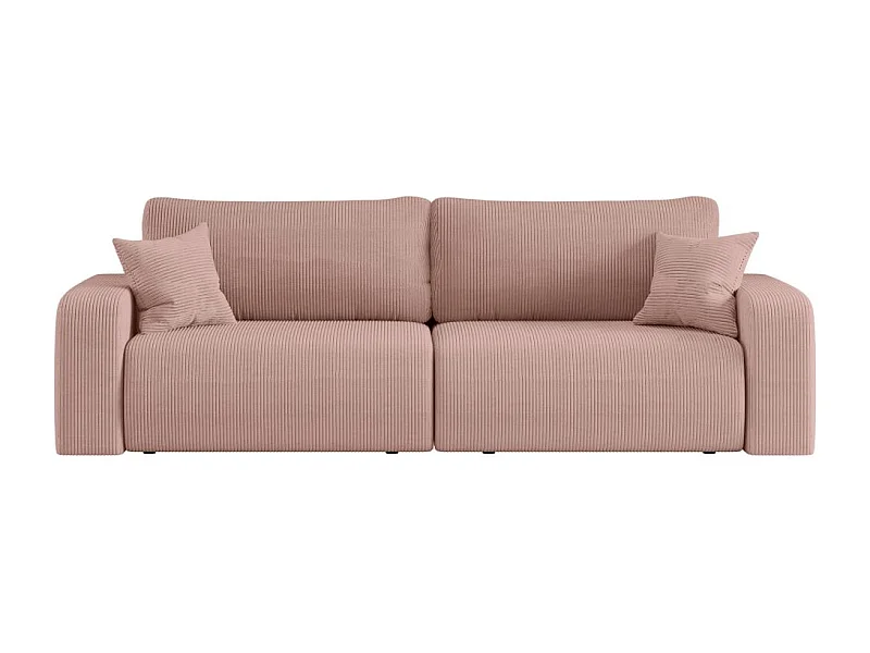 Canapé droit 3 places ALYA convertible en velours côtelé - Rose