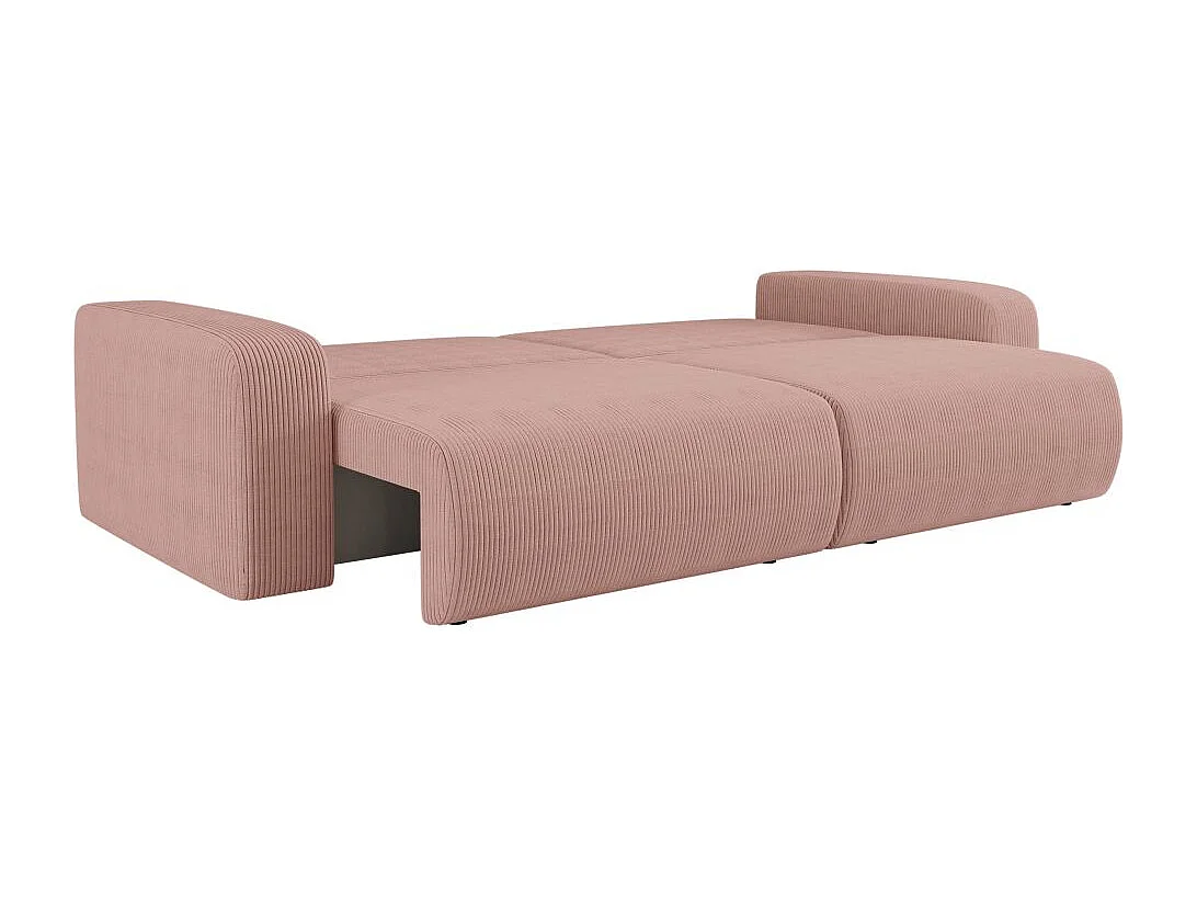 Canapé droit 3 places ALYA convertible en velours côtelé - Rose