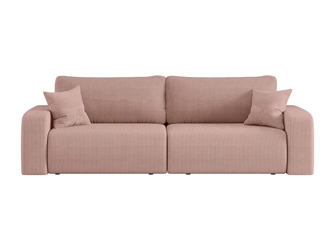Canapé droit 3 places ALYA convertible en velours côtelé - Rose