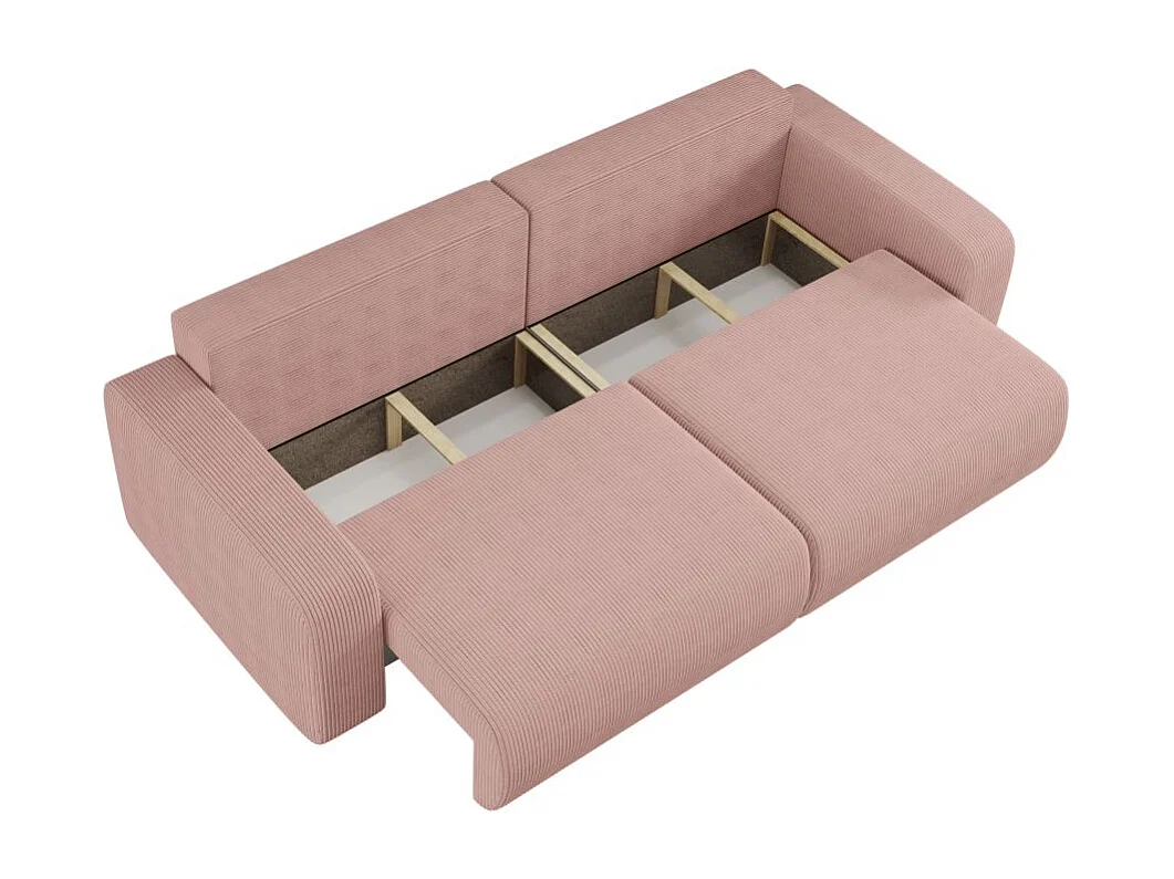 Canapé droit 3 places ALYA convertible en velours côtelé - Rose