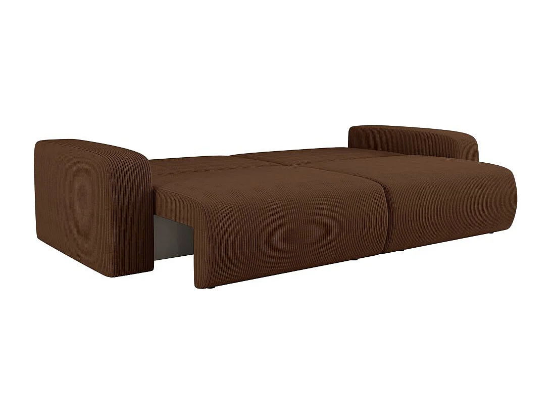 Canapé droit 3 places ALYA convertible en velours côtelé - Marron