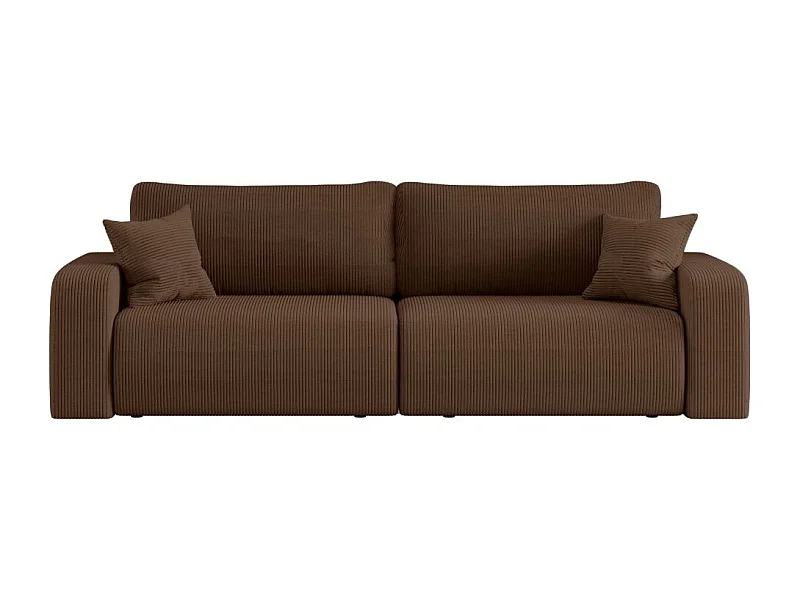 Canapé droit 3 places ALYA convertible en velours côtelé - Marron