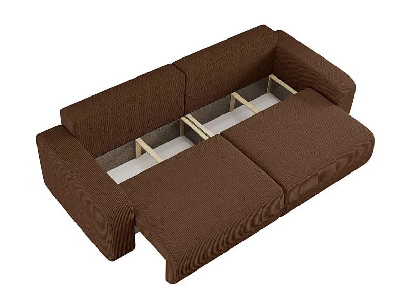 Canapé droit 3 places ALYA convertible en velours côtelé - Marron