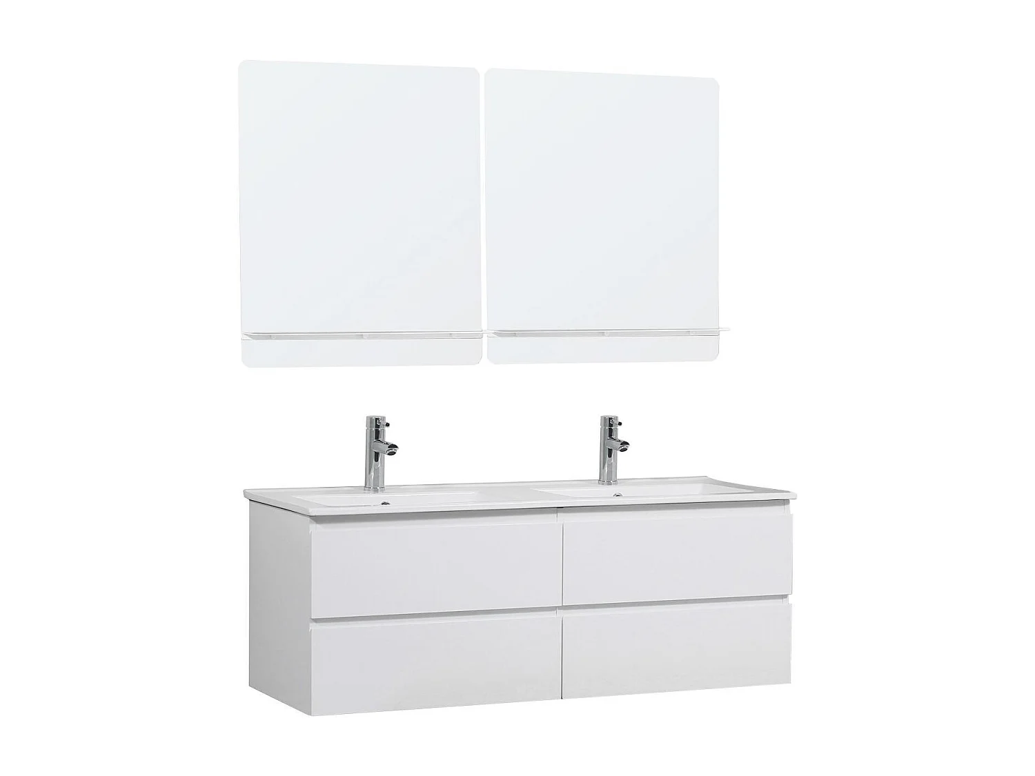 Mobile lavabo doppio da 120 cm con piano in ceramica, rubinetteria e specchi SORRENTO