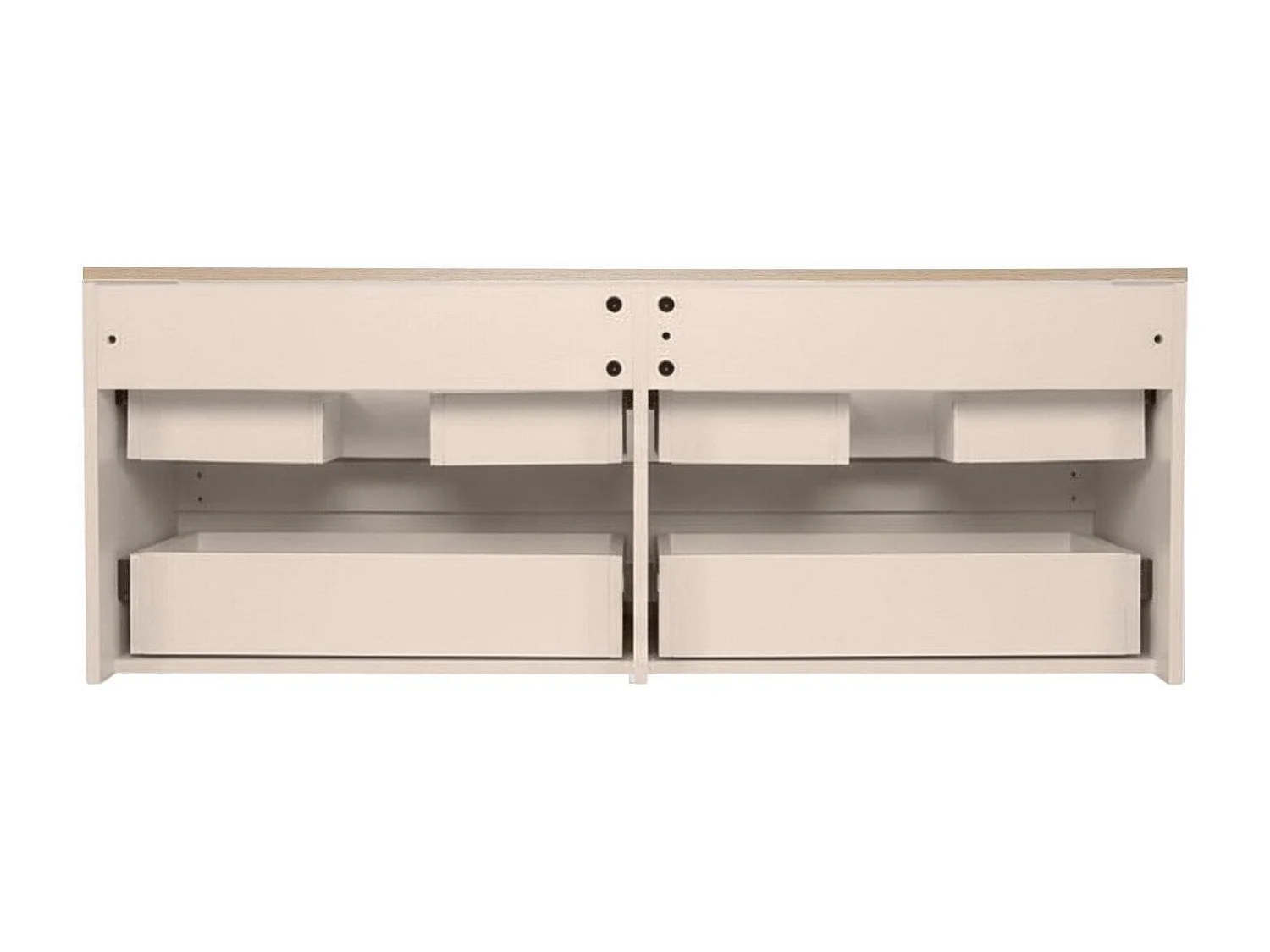 Mobile doppio lavello sospeso SORRENTO da 120 cm con piano in legno, vasche e rubinetteria