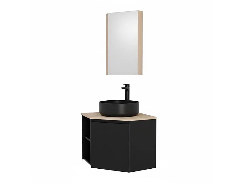 Hoekmeubelset + wastafel + kraan + SORRENTO hoekbadkamerkast