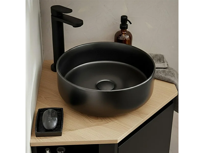 Hoekmeubelset + wastafel + kraan + SORRENTO hoekbadkamerkast