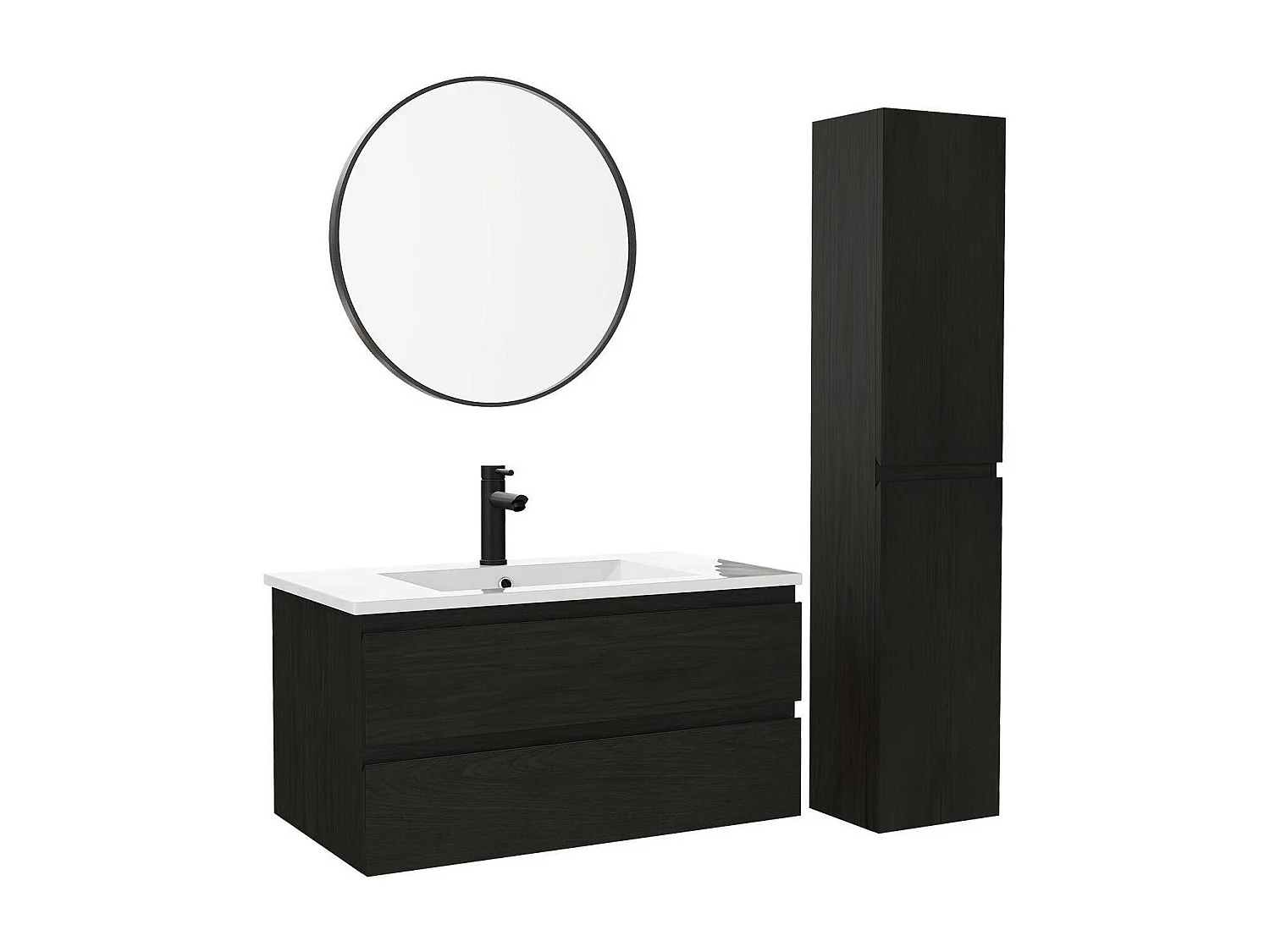 Schlichte Möbel + Wasserhahn + Spiegel + SORRENTO-Säule