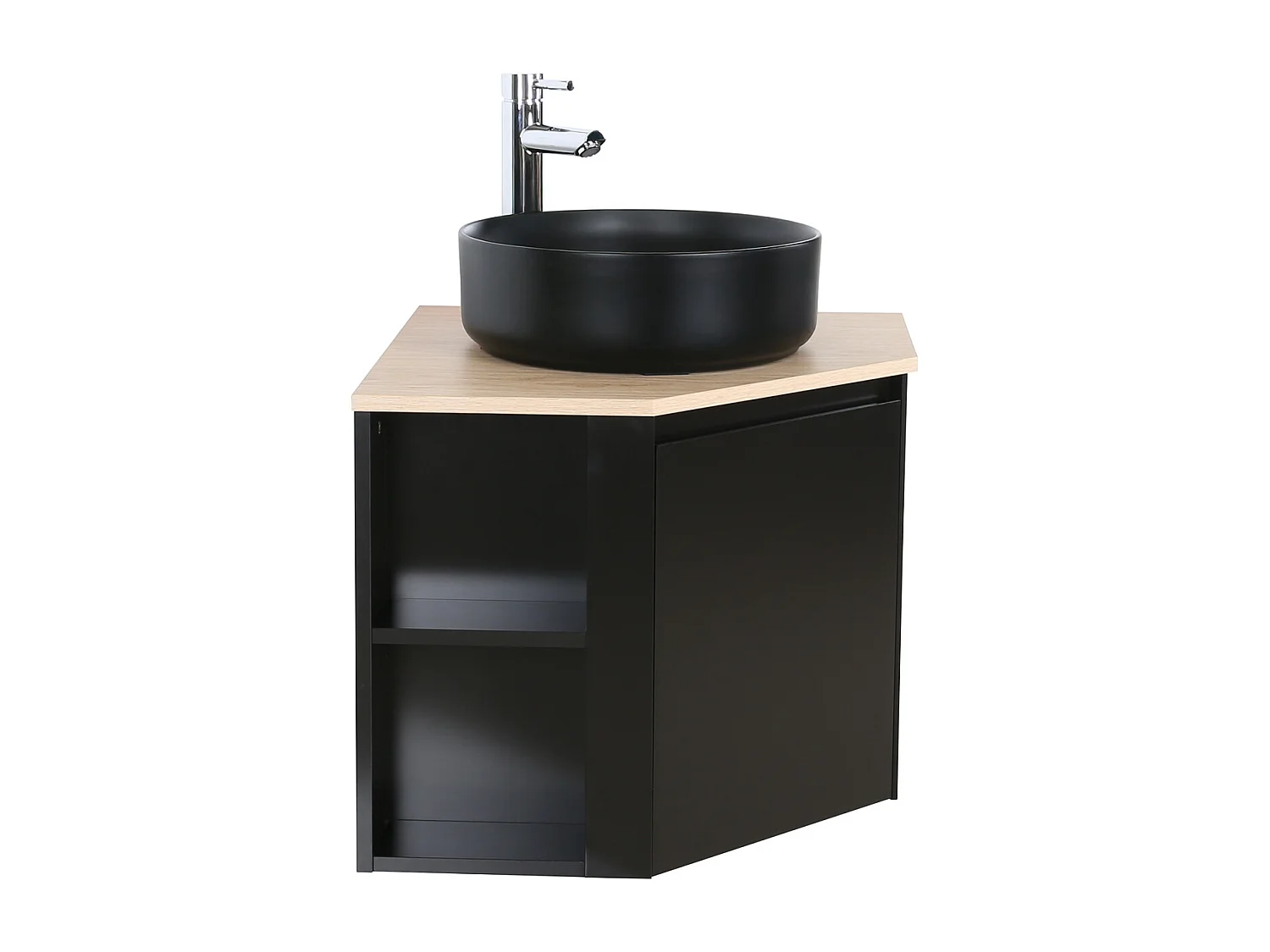 Eckwaschtisch-Set SORRENTO + schwarzes Waschbecken