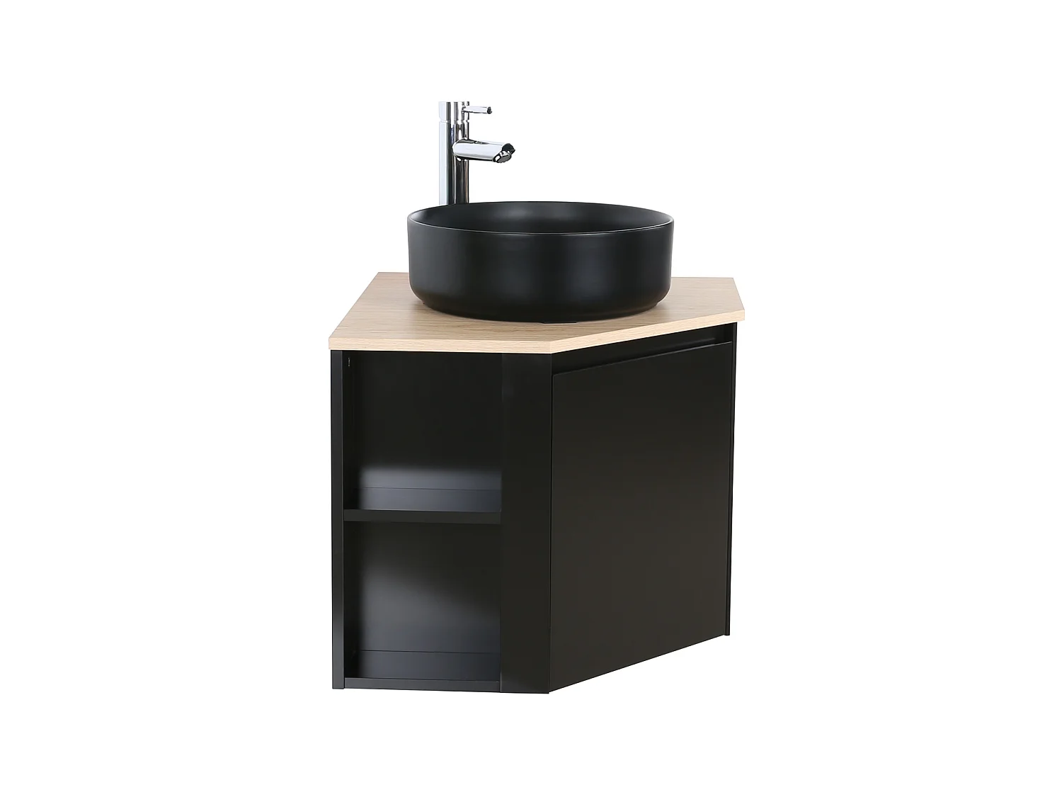 Conjunto mueble de lavabo de esquina + lavabo negro SORRENTO