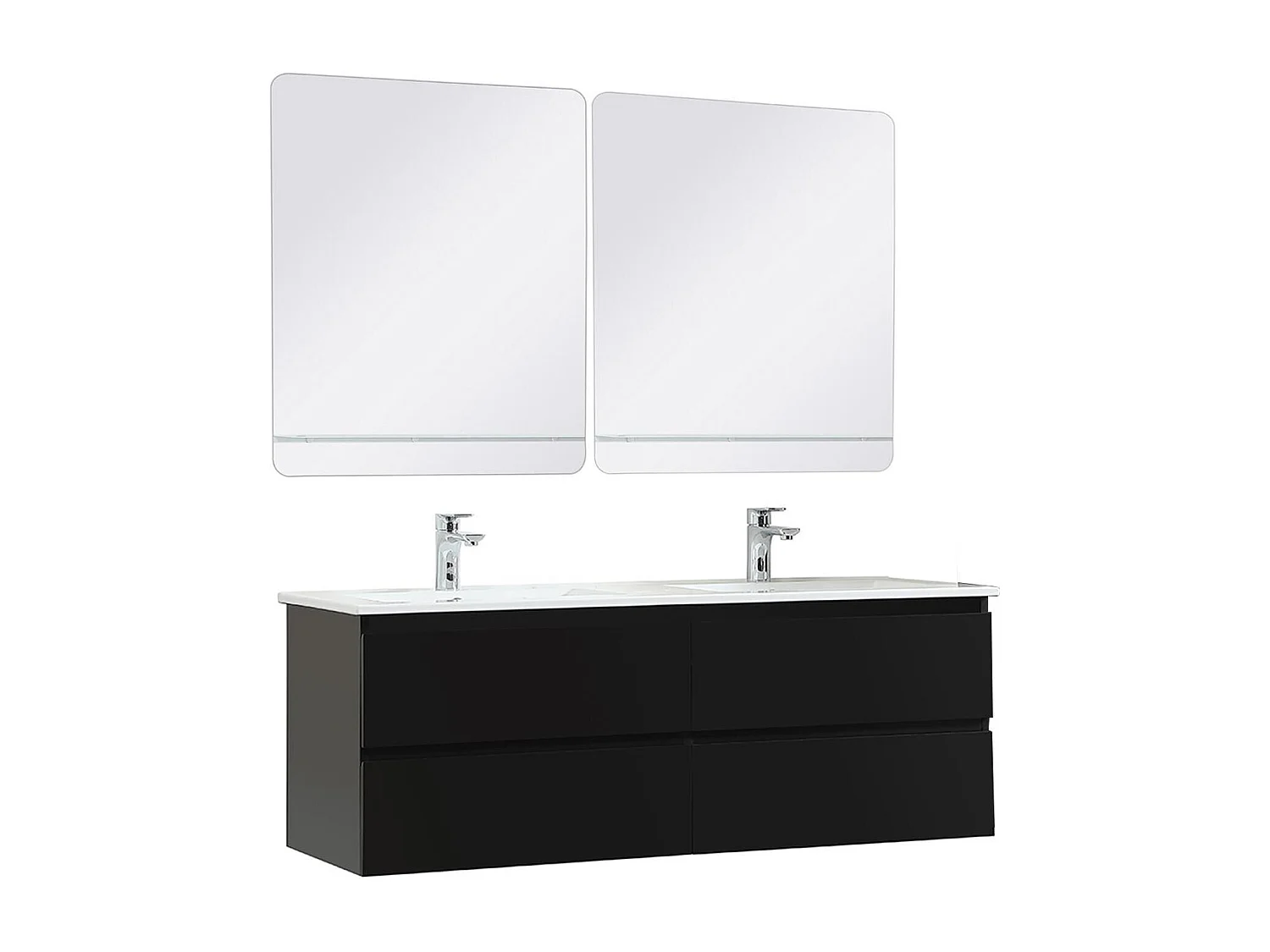 Mobile lavabo doppio da 120 cm con piano in ceramica, rubinetteria e specchi SORRENTO