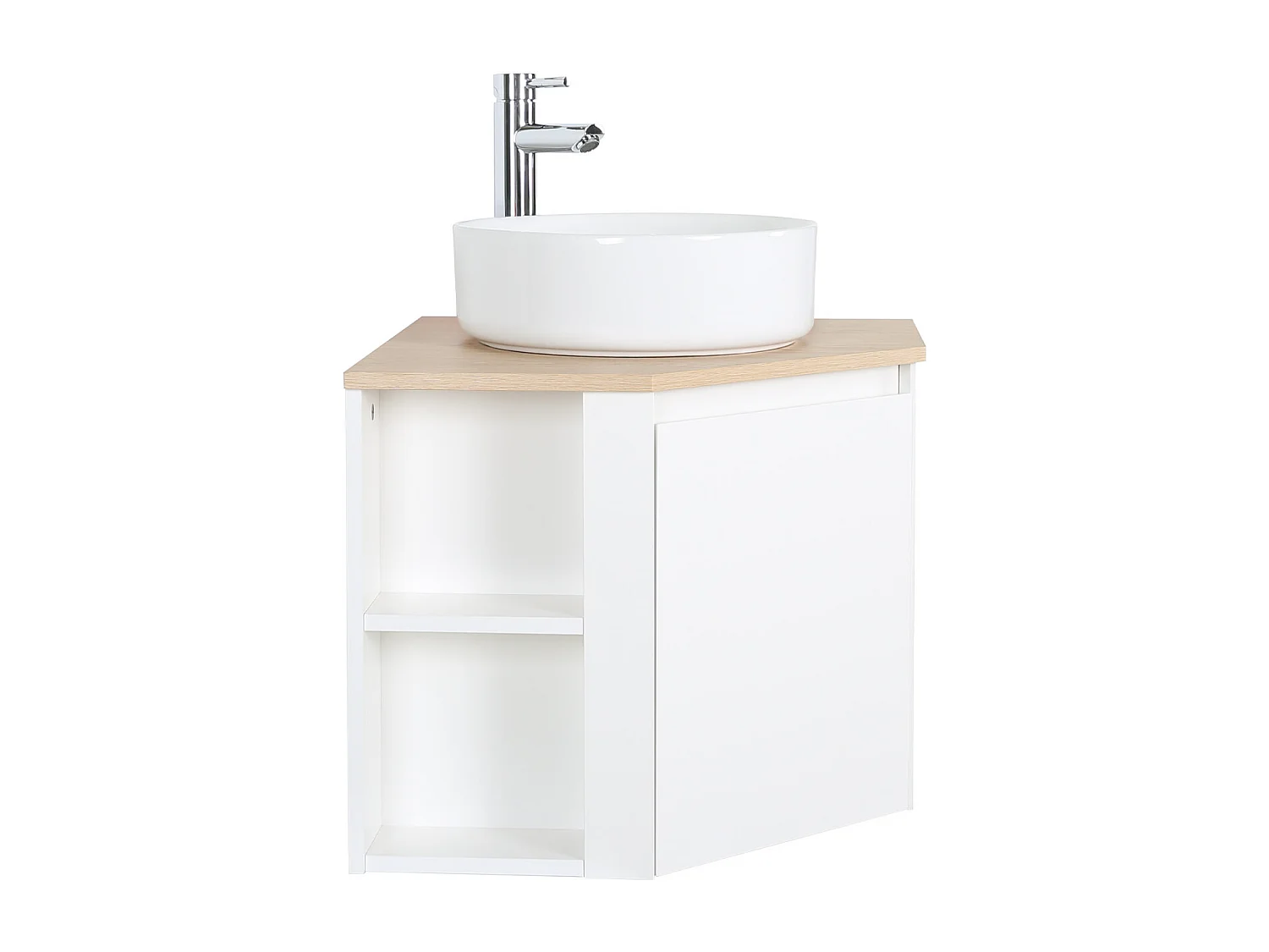 Ensemble meuble sous vasque d'angle + vasque blanche SORRENTO