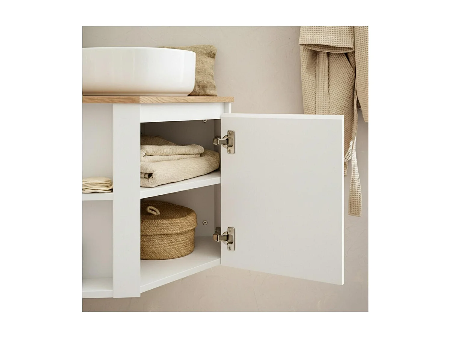 Meuble sous vasque d'angle avec vasque, robinet et armoire SORRENTO