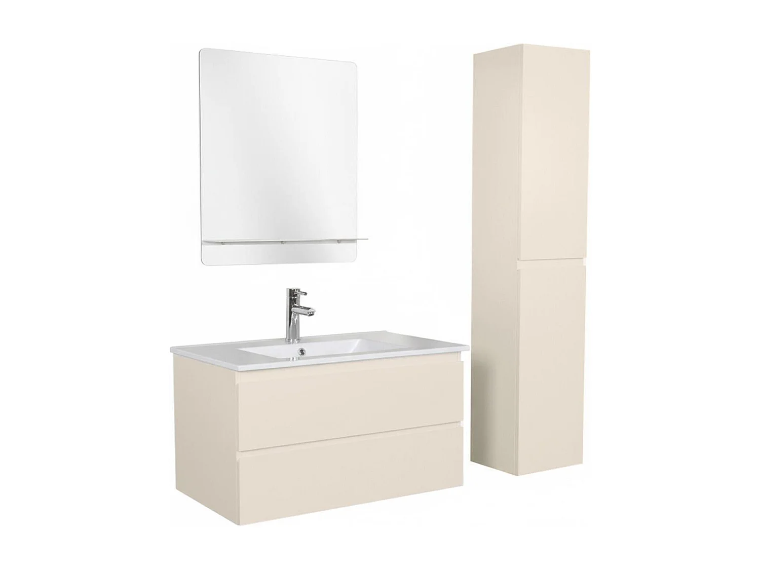 Schlichte Möbel + Wasserhahn + Spiegel + SORRENTO-Säule